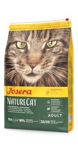 JOSERA NatureCat (1 x 10 kg) | Adult | Premium Trockenfutter für ausgewachsene Katzen | Lachs & Geflügel | erlesene Kräuter & gesunde Früchte | getreidefrei | Katzenfutter | 1er Pack von Josera