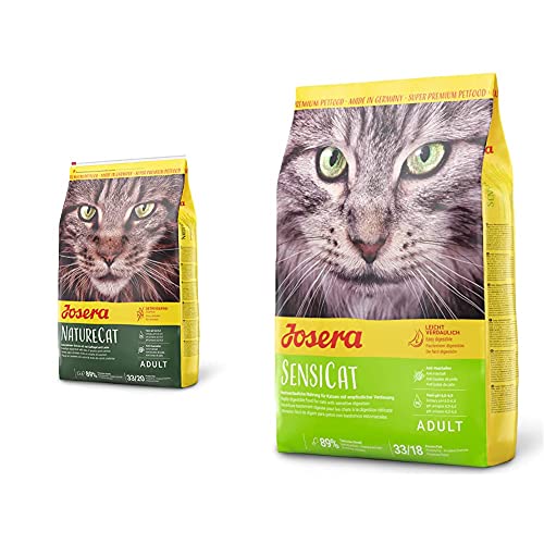 JOSERA NatureCat (1 x 2 kg) | getreidefreies Katzenfutter mit Geflügel- und Lachsprotein | 1er Pack & SensiCat (1 x 2 kg) | Katzenfutter mit extra verträglicher Rezeptur| 1er Pack von Josera