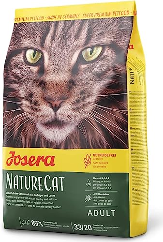 Josera NatureCat (3 x 400 g) | getreidefreies Katzenfutter mit Geflügel- und Lachsprotein | Super Premium Trockenfutter für ausgewachsene Katzen | 3er Pack von Josera