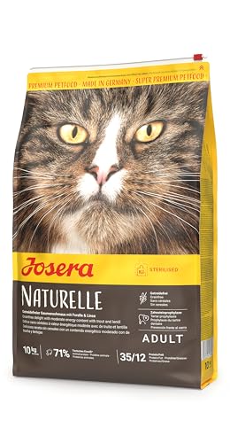 JOSERA Naturelle (1 x 10 kg) | Adult | Premium Trockenfutter für ausgewachsene sterilisierte Katzen | Geflügel & Forelle | mit moderatem Fettgehalt | getreidefrei | Katzenfutter | 1er Pack von Josera