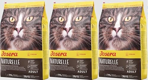 JOSERA Naturelle (3 x 400 g) | getreidefreies Katzenfutter mit moderatem Fettgehalt | ideal für sterilisierte Katzen | Super Premium Trockenfutter für ausgewachsene Katzen | 3er Pack von Josera
