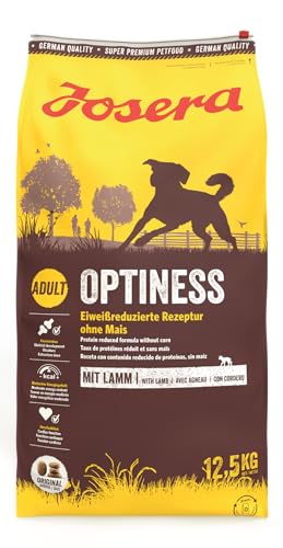 JOSERA Optiness (1 x 12,5 kg) | Hundefutter mit eiweißreduzierter Rezeptur ohne Mais | Super Premium Trockenfutter für ausgewachsene Hunde | 1er Pack von Josera