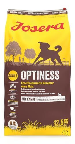 JOSERA Optiness (1 x 12,5 kg) | Adult | Premium Trockenfutter für ausgewachsene Hunde | Lamm & Geflügel | eiweißreduziert & ohne Mais | weizenfrei | wertvolle Fettsäuren | Hundefutter | 1er Pack von Josera