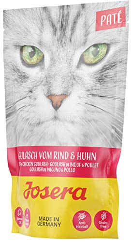 JOSERA Paté Gulasch vom Rind & Huhn (16 x 85 g) | getreidefreies Katzenfutter mit Lachsöl | Super Premium Nassfutter für ausgewachsene Katzen | 16er Pack von Josera