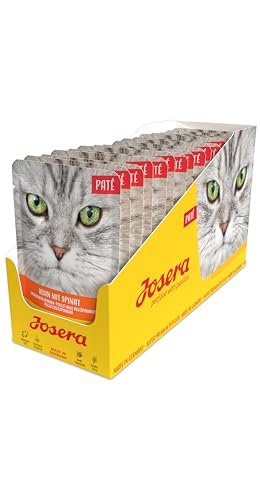 JOSERA Paté Huhn mit Spinat (16 x 85 g) | Adult | Premium Nassfutter für ausgewachsene Katzen | Pastete mit Huhn & Spinat | Lachsöl | getreidefrei | Katzenfutter nass im Frischebeutel | 16er Pack von Josera