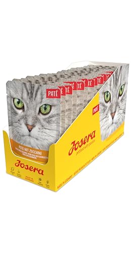 JOSERA Paté Pute mit Zucchini (16 x 85 g) | Adult | Premium Nassfutter für ausgewachsene Katzen | Pastete mit Pute & Zucchini | Lachsöl | getreidefrei | Katzenfutter nass im Frischebeutel | 16er Pack von Josera