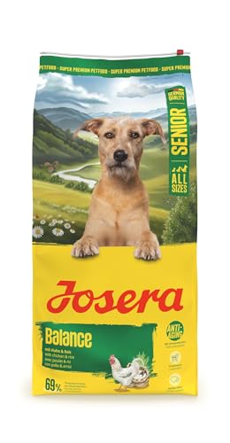 JOSERA Senior Balance Huhn & Reis (1 x 12,5 kg) | Premium Trockenfutter für ausgewachsene ältere Hunde | phosphorarm - mit wenig Fett & Protein speziell für Senioren | glutenfrei | 1er Pack von Josera