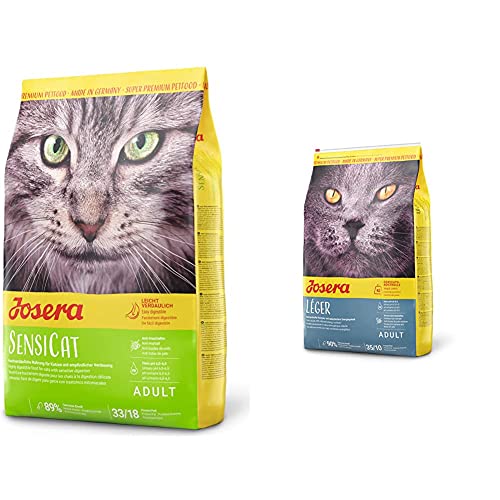 JOSERA SensiCat (1 x 2 kg) | Katzenfutter mit extra verträglicher Rezeptur | Super Premium Trockenfutter für ausgewachsene und empfindliche Katzen & Léger (1 x 2 kg) | Katzenfutter mit wenig Fett von Josera