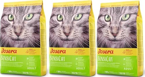 JOSERA SensiCat (3 x 400 g) | Katzenfutter mit extra verträglicher Rezeptur | Super Premium Trockenfutter für ausgewachsene und empfindliche Katzen | 3er Pack von Josera