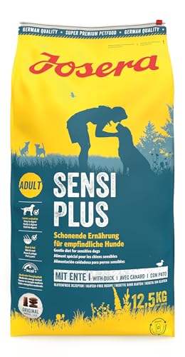 JOSERA SensiPlus (1 x 12,5 kg) | Adult | Premium Trockenfutter für ausgewachsene empfindliche Hunde | Ente & Reis | mit viel Biotin für gesunde Haut & Fell | weizenfrei | Hundefutter | 1er Pack von Josera