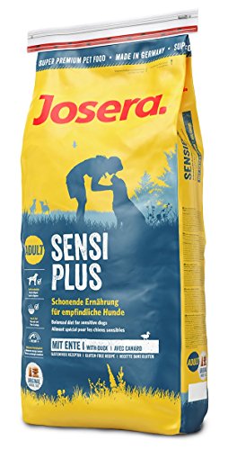 JOSERA SensiPlus (1 x 15 kg) | Adult | Premium Trockenfutter für ausgewachsene empfindliche Hunde | Ente & Reis | mit viel Biotin für gesunde Haut & Fell | weizenfrei | Hundefutter | 1er Pack von Josera