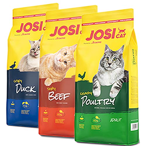 Josera 30 kg JosiCat - je 1 x 10 kg Crispy Duck 10 kg Tasty Beef 10 kg Crunchy Poultry von Josera