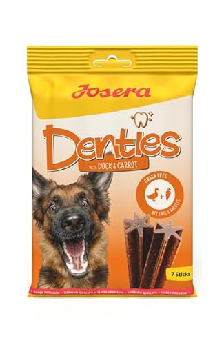 Josera Denties with Duck & Carrot | 180 g | Zahnpflegekaustangen für Hunde | Mit schmackhafter Ente und Karotte | Mit Cellulose zur Unterstützung der täglichen Zahnreinigung von Josera