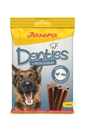 Josera Denties with Poultry & Blueberry | 180 g | Zahnpflegekaustangen für Hunde | Mit schmackhaftem Geflügel | Mit Cellulose zur Unterstützung der täglichen Zahnreinigung von Josera