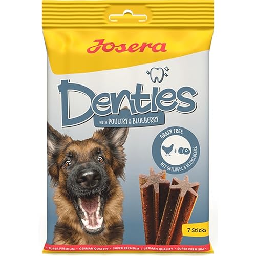 Josera Denties with Poultry & Blueberry | 180 g | Zahnpflegekaustangen für Hunde | Mit schmackhaftem Geflügel | Mit Cellulose zur Unterstützung der täglichen Zahnreinigung Josera Denties with Poultry & Blueberry | 180 g | Zahnpflegekaustangen für Hunde | Mit schmackhaftem Geflügel | Mit Cellulose zur Unterstützung der täglichen Zahnreinigung von Josera