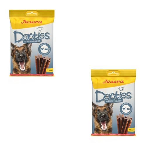 Josera Denties with Poultry & Blueberry | Doppelpack | 2 x 180 g | Zahnpflegekaustangen für Hunde | Mit schmackhaftem Geflügel | Zur Unterstützung der täglichen Zahnreinigung von Josera