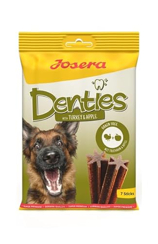Josera Denties with Turkey & Apple | 180 g | Zahnpflegekaustangen für Hunde | Mit schmackhaftem Truthahn und Apfel | Mit Cellulose zur Unterstützung der täglichen Zahnreinigung von Josera
