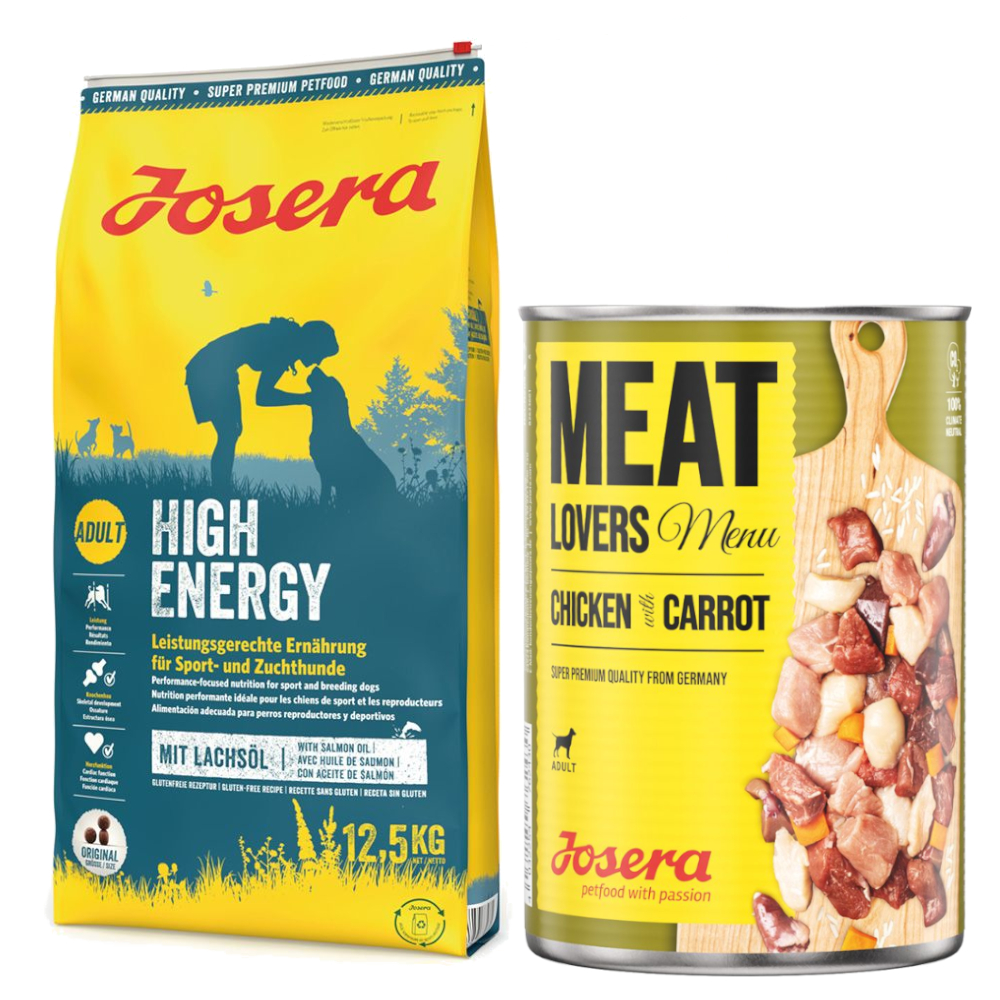Josera Kombi-Paket: 12,5 kg Trockenfutter + 12 x 400 g Meatlovers Menü - High Energy 12,5 kg + Huhn & Karotte 12 x 400 g Josera Kombi-Paket: 12,5 kg Trockenfutter + 12 x 400 g Meatlovers Menü - High Energy 12,5 kg + Huhn & Karotte 12 x 400 g von Josera