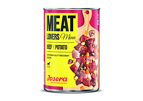 Josera Meat Lovers Menu Beef with Potato | Nassfutter für Hunde | hoher Fleischanteil | getreidefrei | mit Rind und Kartoffeln | Alleinfuttermittel | 6 x 400 g von Josera