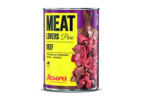 Josera Meat Lovers Pure Beef | Nassfutter für Hunde | hoher Fleischanteil | getreidefrei | saftiges Rindfleisch, leckere Brühe und Mineralstoffe | Alleinfuttermittel | 6 x 400 g von Josera