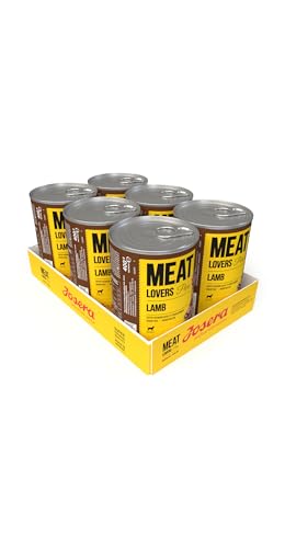 Josera Meat Lovers Pure Lamb | Nassfutter für Hunde | getreidefrei | hoher Fleischanteil |leckeres Lamm, saftige Brühe und Mineralstoffe | Alleinfuttermittel | 6 x 400 g von Josera