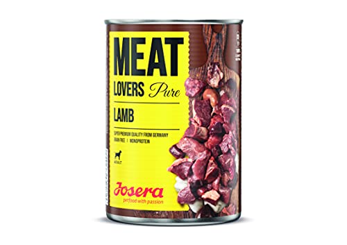Josera Meat Lovers Pure Lamb | Nassfutter für Hunde | getreidefrei | hoher Fleischanteil |leckeres Lamm, saftige Brühe und Mineralstoffe | Alleinfuttermittel | 6 x 400 g von Josera