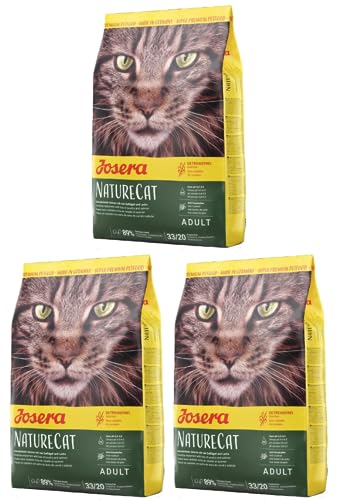 Josera NatureCat (3 x 2kg) | getreidefreies Katzenfutter mit Geflügel- und Lachsprotein | Super Premium Trockenfutter für ausgewachsene Katzen | 3er Pack von Josera