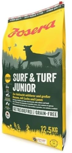 Josera Surf & Turf Junior 12,5 kg (1er Pack) | Premium Trockenfutter für Welpen | Junghunde | Aufzuchtfutter mit Lachs und Lamm von Josera