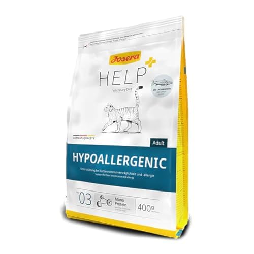 JoseraCat Vet Hypoallergenic (1 x 400 g) | Unterstützung bei Futtermittelunverträglichkeit und -allergie | Getreidefrei | mit schmackhaftem Lachs von Josera