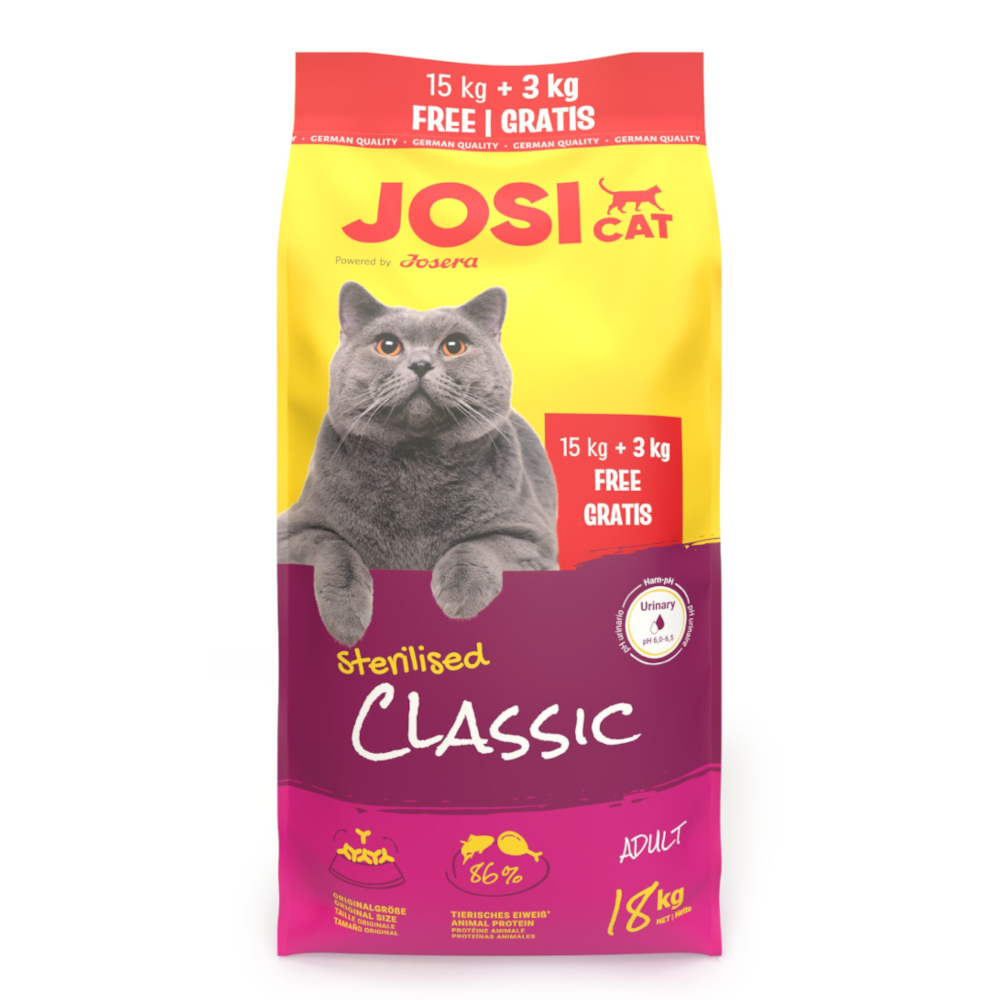 3 kg gratis! 18 kg JosiCat Sterilised Classic - Lachs von JosiCat