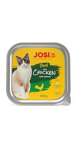 JosiCat Paté with Chicken (32 x 100 g) | Adult | Premium Nassfutter für ausgewachsene Katzen | Pastete mit Huhn | Vitamin D3 & E | getreidefrei | Powered by JOSERA | Katzenfutter nass | 32er Pack von JosiCat
