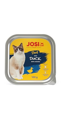 JosiCat Paté with Duck (32 x 100 g) | Adult | Premium Nassfutter für ausgewachsene Katzen | Pastete mit Ente | Vitamin D3 & E | getreidefrei | Powered by JOSERA | Katzenfutter nass | 32er Pack von JosiCat