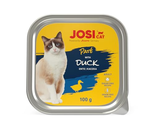 JosiCat Paté with Duck (32 x 100 g) | Saftiges Katzenfutter mit Ente & Vitamin E & D3 | getreidefrei | Premium Nassfutter für ausgewachsene Katzen | Alleinfutter | Powered by JOSERA | 32er Pack von JosiCat