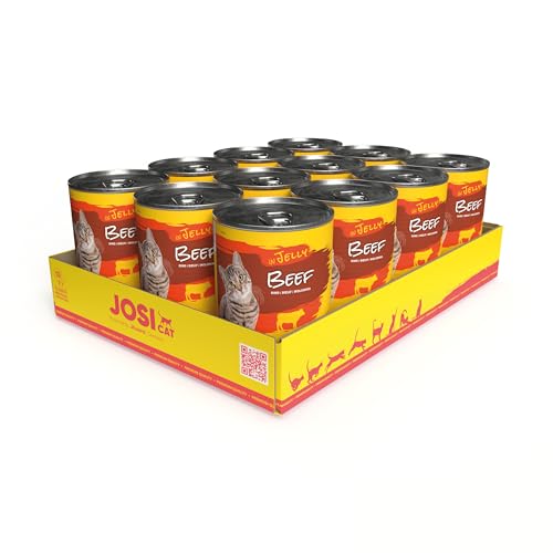 JosiCat Beef in Jelly (12 x 400 g) | Adult | Premium Nassfutter für ausgewachsene Katzen | Rind in Gelee | Vitamin D3 & E | getreidefrei | Powered by JOSERA | Katzenfutter nass | 12er Pack von JosiCat