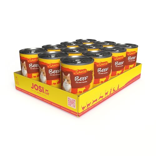 JosiCat Beef in Sauce (12 x 415 g) | Adult | Premium Nassfutter für ausgewachsene Katzen | Rind in Sauce | Vitamin D3 & E | Powered by JOSERA | Katzenfutter nass | Alleinfuttermittel | 12er Pack von JosiCat