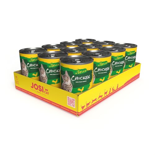 JosiCat Chicken in Jelly (12 x 400 g) | Adult | Premium Nassfutter für ausgewachsene Katzen | Huhn in Gelee | Vitamin D3 & E | getreidefrei | Powered by JOSERA | Katzenfutter nass | 12er Pack von JosiCat