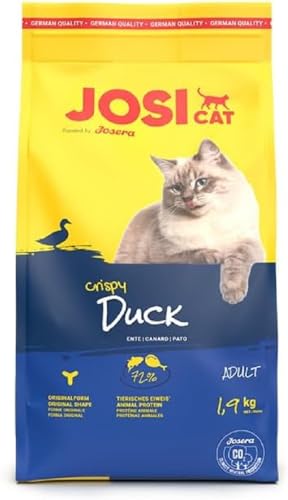 JosiCat Crispy Duck (3 x 1,9 kg) | Katzenfutter mit köstlicher Ente & wertvollen Fettsäuren, Vitaminen & Spurenelementen | Premium Trockenfutter für ausgewachsene Katzen | powered by JOSERA | 3er Pack von JosiCat