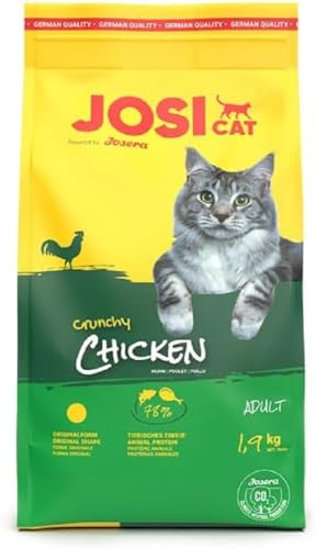 JosiCat Crunchy Chicken (1 x 1,9 kg) | Katzenfutter mit zartem Hühnchen sowie wertvollen Fettsäuren & Vitaminen | Premium Trockenfutter für ausgewachsene Katzen | Powered by JOSERA | 1er Pack von JosiCat
