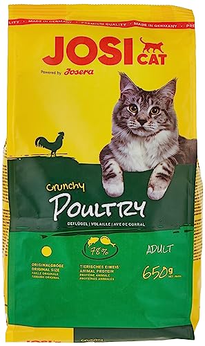 JosiCat Crunchy Poultry (7 x 650 g),4,55 kg Karton| Premium Trockenfutter für ausgewachsene Katzen, Katzenfutter, powered by JOSERA, 7er Pack von JosiCat