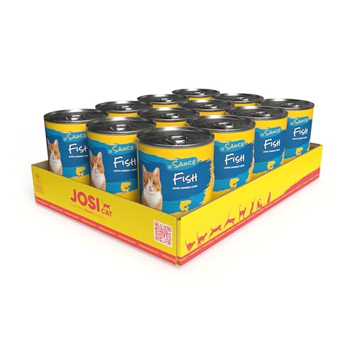 JosiCat Fish in Sauce (12 x 415 g) | Adult | Premium Nassfutter für ausgewachsene Katzen | Seelachs in Sauce | Vitamin D3 & E | Powered by JOSERA | Katzenfutter nass | Alleinfuttermittel | 12er Pack von JosiCat
