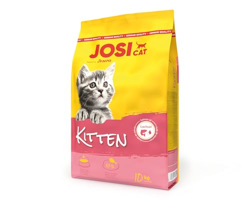 JosiCat Kitten (1 x 10 kg) | Junior | Premium Trockenfutter für wachsende sowie tragende & säugende Katzen | mit hohem Energiegehalt & wertvollem Lachsöl & Vitaminen | Powered by JOSERA | 1er Pack von JosiCat