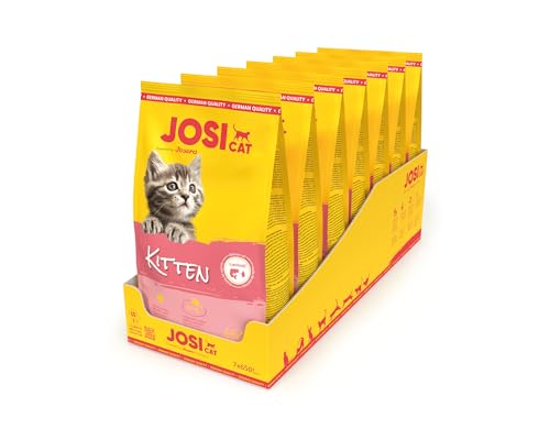 JosiCat Kitten (7 x 650 g) | Junior | Premium Trockenfutter für wachsende sowie tragende & säugende Katzen | mit hohem Energiegehalt & wertvollem Lachsöl & Vitaminen | Powered by JOSERA | 7er Pack von JosiCat