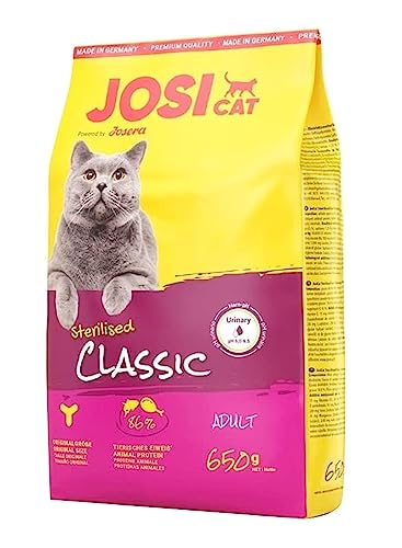 JosiCat Sterilised Classic (7 x 650 g), 4,55 kg Karton,Premium Trockenfutter für ausgewachsene Katzen, Katzenfutter, powered by JOSERA, 7er Pack von JosiCat