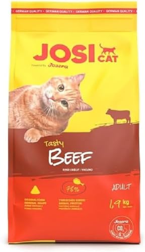 JosiCat Tasty Beef (1 x 1,9 kg) | Katzenfutter mit herzhaftem Rind - ausgewogene & gut verträgliche Rezeptur | Premium Trockenfutter für ausgewachsene Katzen | Powered by JOSERA | 1er Pack von JosiCat