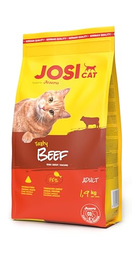 JosiCat Tasty Beef (3 x 1,9 kg) | Adult | Premium Trockenfutter für Katzen | mit herzhaftem Rind - sehr gut verträgliche Rezeptur | Powered by JOSERA | Katzenfutter | Alleinfuttermittel | 3er Pack von JosiCat