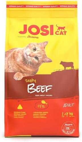 JosiCat Tasty Beef (3 x 1,9 kg) | Katzenfutter mit herzhaftem Rind - ausgewogene & gut verträgliche Rezeptur | Premium Trockenfutter für ausgewachsene Katzen | Powered by JOSERA | 3er Pack von JosiCat