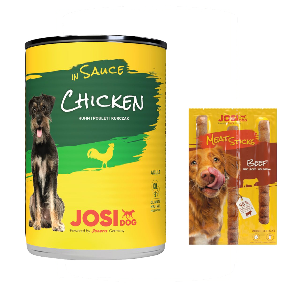 12 x 415 g JosiDog in Soße + 33 g Meat Sticks mit Rind gratis! - Huhn 12 x 415 g JosiDog in Soße + 33 g Meat Sticks mit Rind gratis! - Huhn von JosiDog