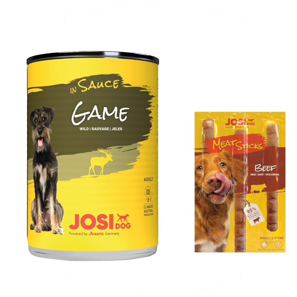 12 x 415 g JosiDog in Soße + 33 g Meat Sticks mit Rind gratis! - Wild 12 x 415 g JosiDog in Soße + 33 g Meat Sticks mit Rind gratis! - Wild von JosiDog