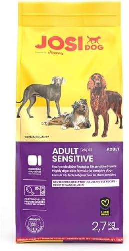 JosiDog Adult Sensitive (1 x 2,7 kg) | Hundefutter für empfindliche Hunde, besonders bekömmlich & glutenfrei | Premium Trockenfutter für ausgewachsene, Sensible Hunde | Powered by JOSERA | 1er Pack von JosiDog