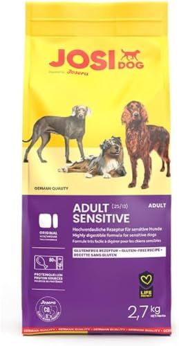 JosiDog Adult Sensitive (3 x 2,7 kg) | Hundefutter für Sensible Hunde | Premium Trockenfutter für ausgewachsene Hunde | Powered by JOSERA von JosiDog